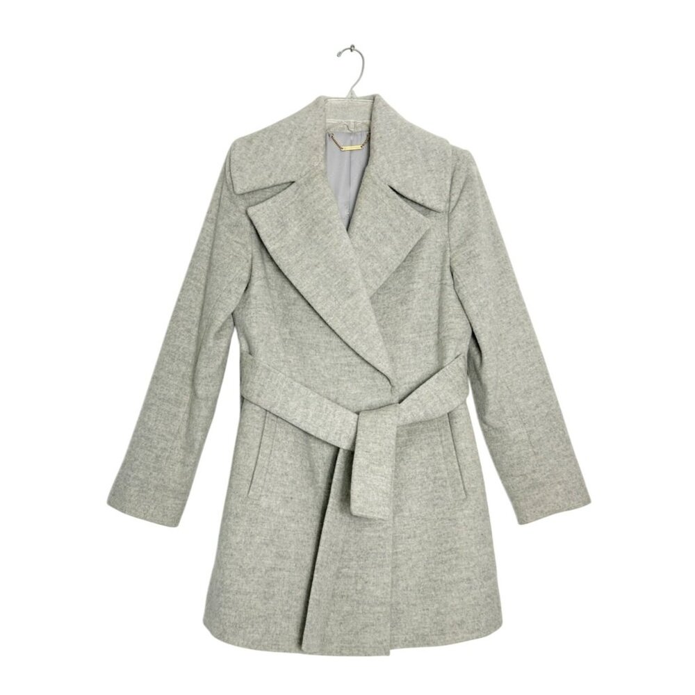 Trina Turk Lambswool Cashmere Blend Belted Coat in Gray - Sz 6